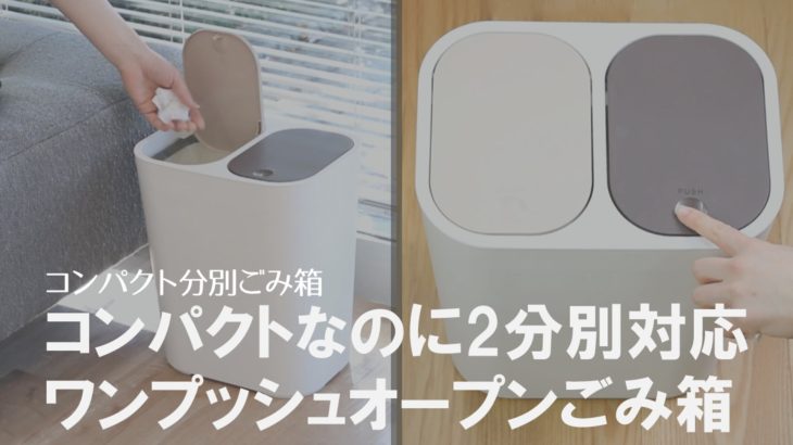 【オフィスやデスク下にぴったり】小さいのに2分別できる！プッシュオープンのごみ箱