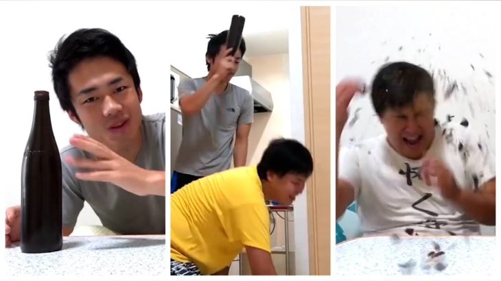 割れるビンで何回も頭を叩かれ続ける人 #Shorts