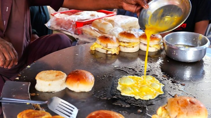 Pakistani Street Food – The BEST BREAKFAST SANDWICHES! Fried Egg Burgers Karachi Pakistan